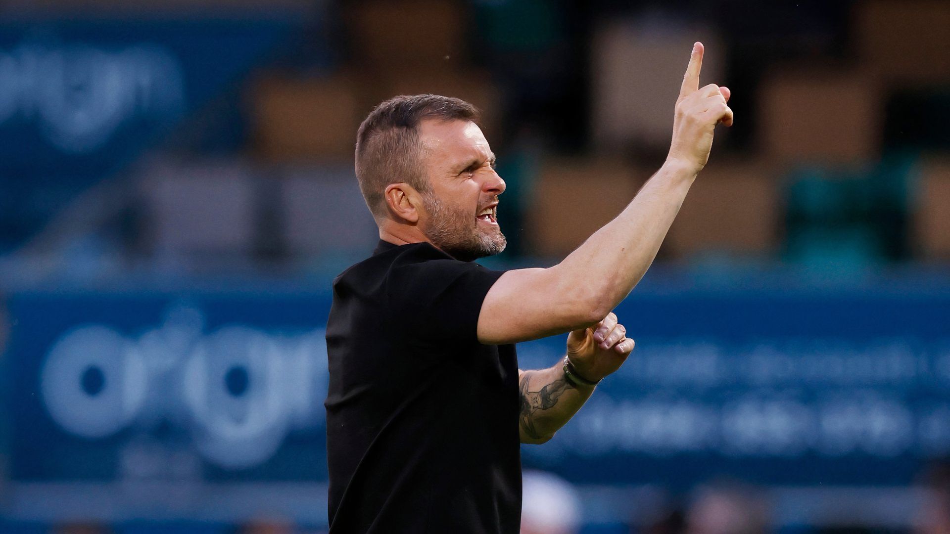 Nathan Jones signals to Charlton Athletic fans