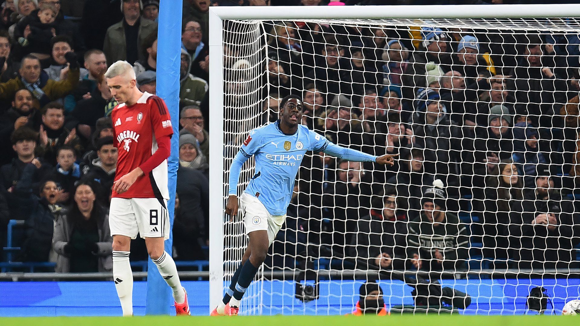 Divin Mubama scores for Man City vs Salford City