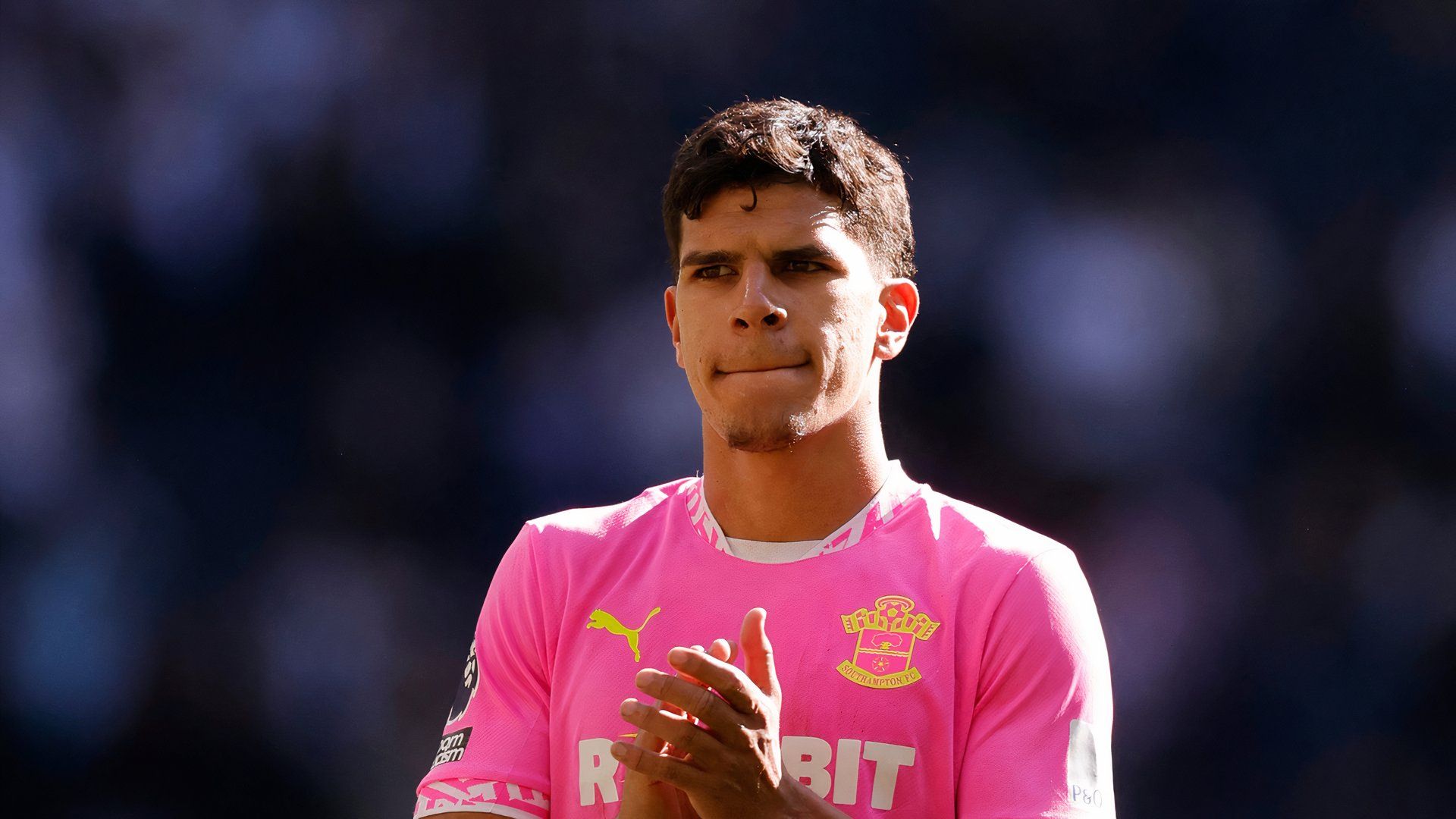 Mateus Fernandes applauds fans after the match at Tottenham Hotspur stadium which sealed relegation from the Premier League for Southampton