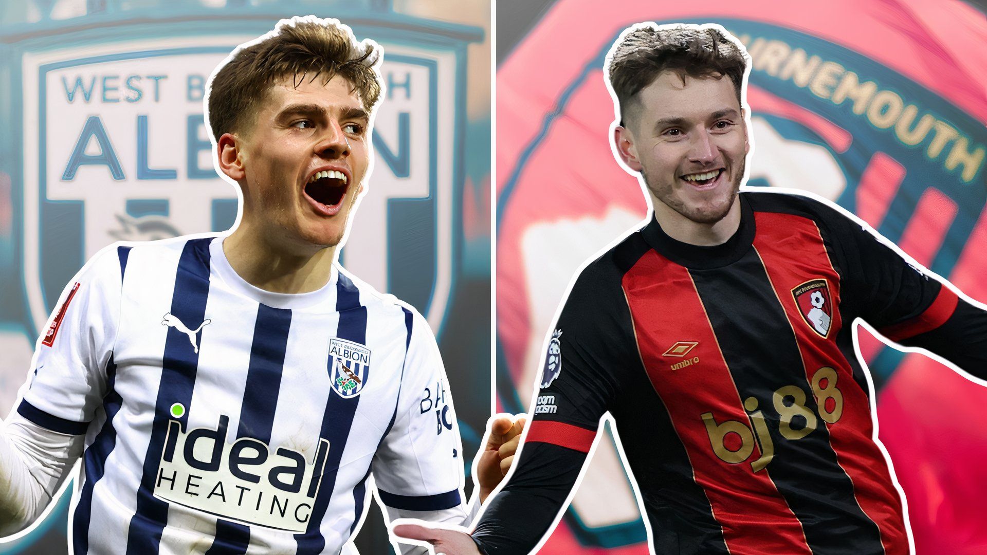 West Brom's Tom Fellows, Bournemouth's David Brooks