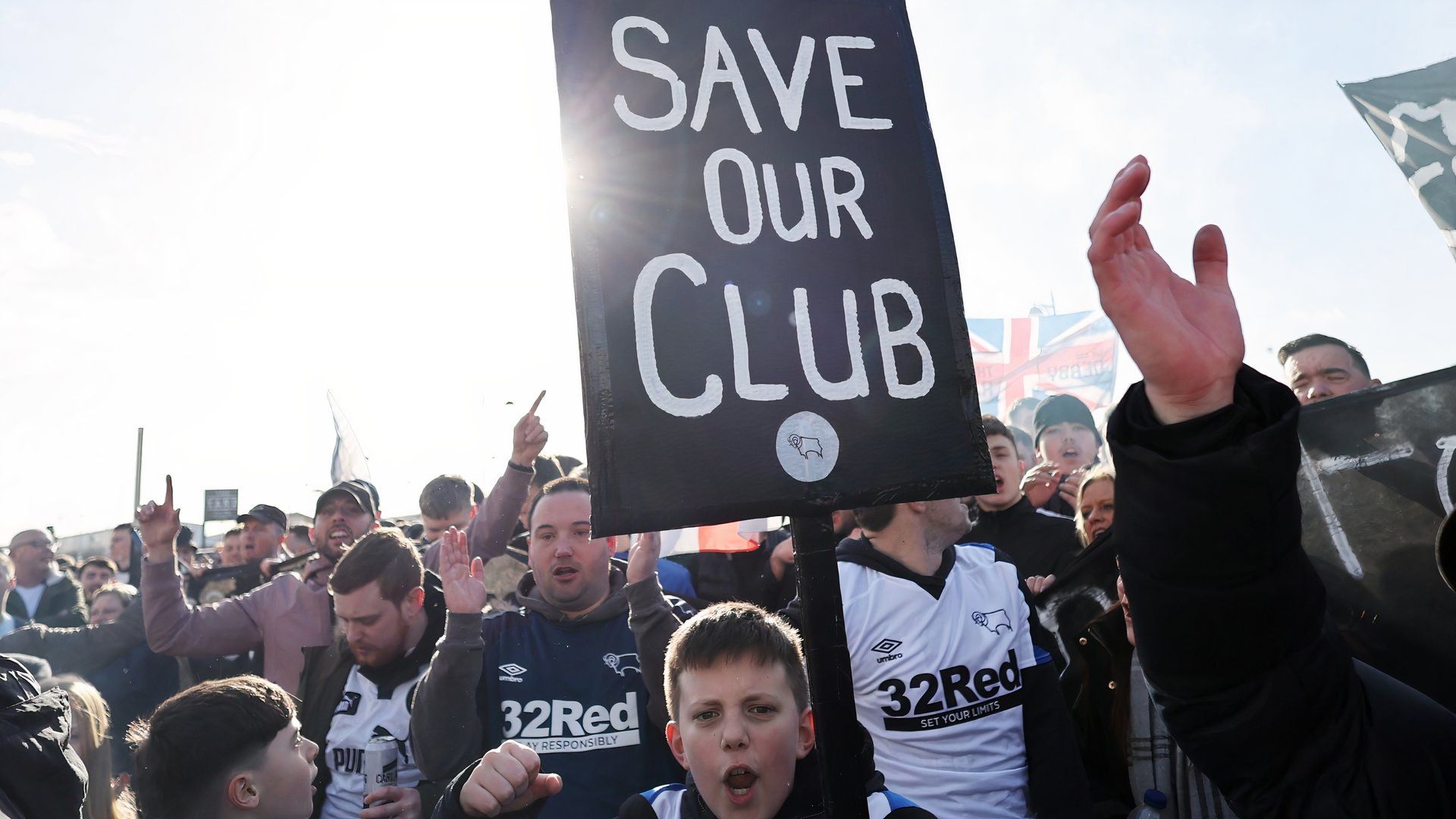 Derby County fans gather in support of the ‘Save Derby County’ campaign