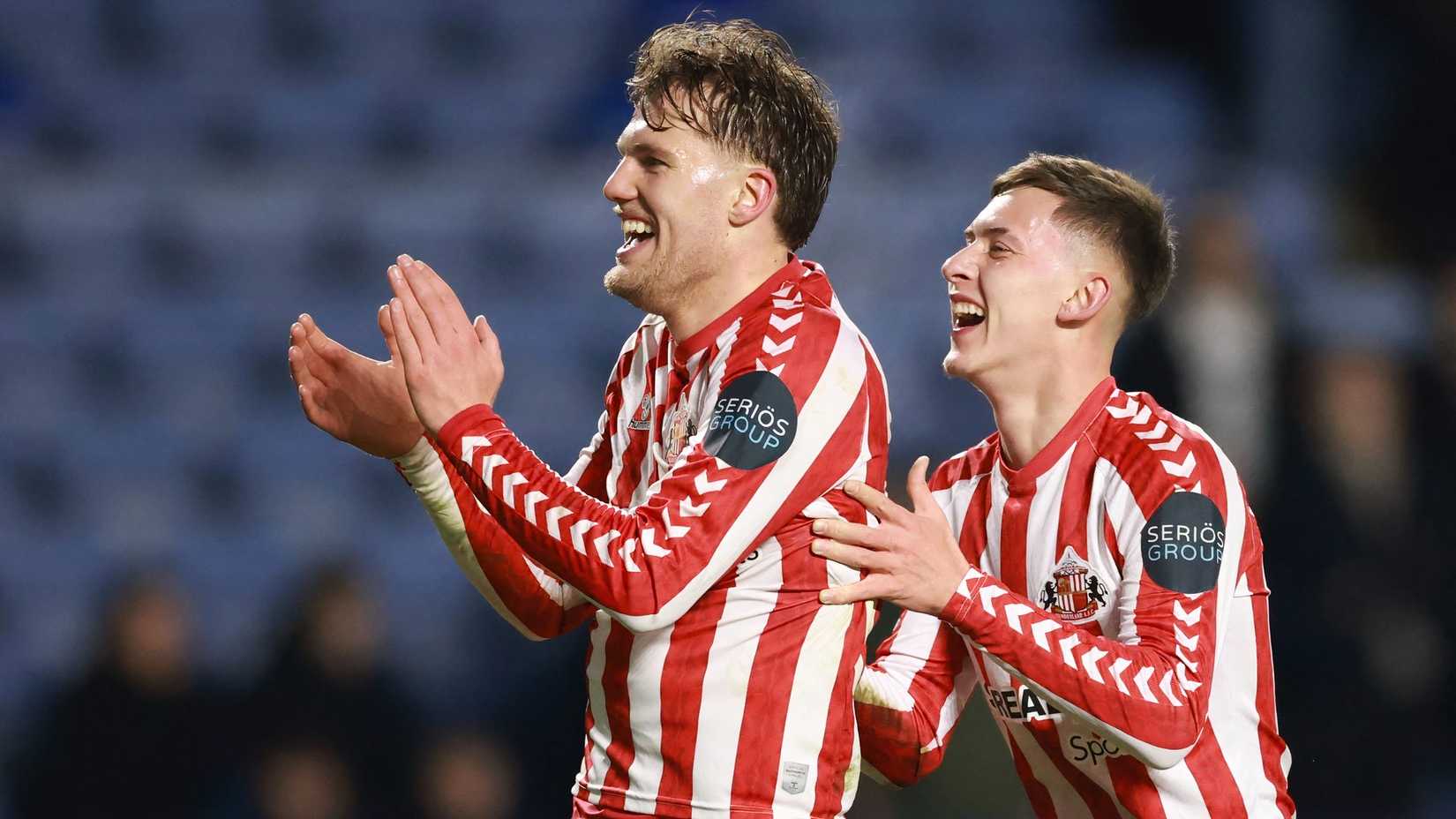 Sunderland's Leo Hjelde and Chris Rigg