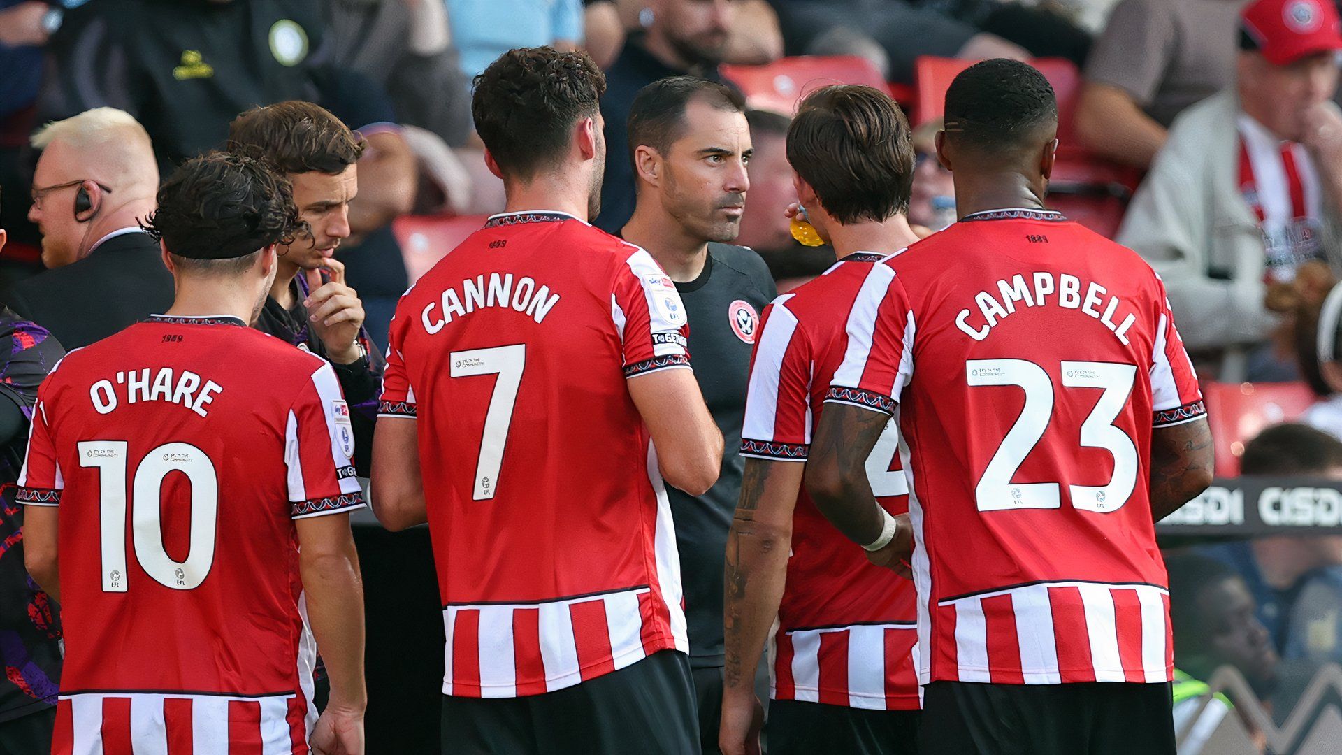 Ruben Selles with Sheffield United squad