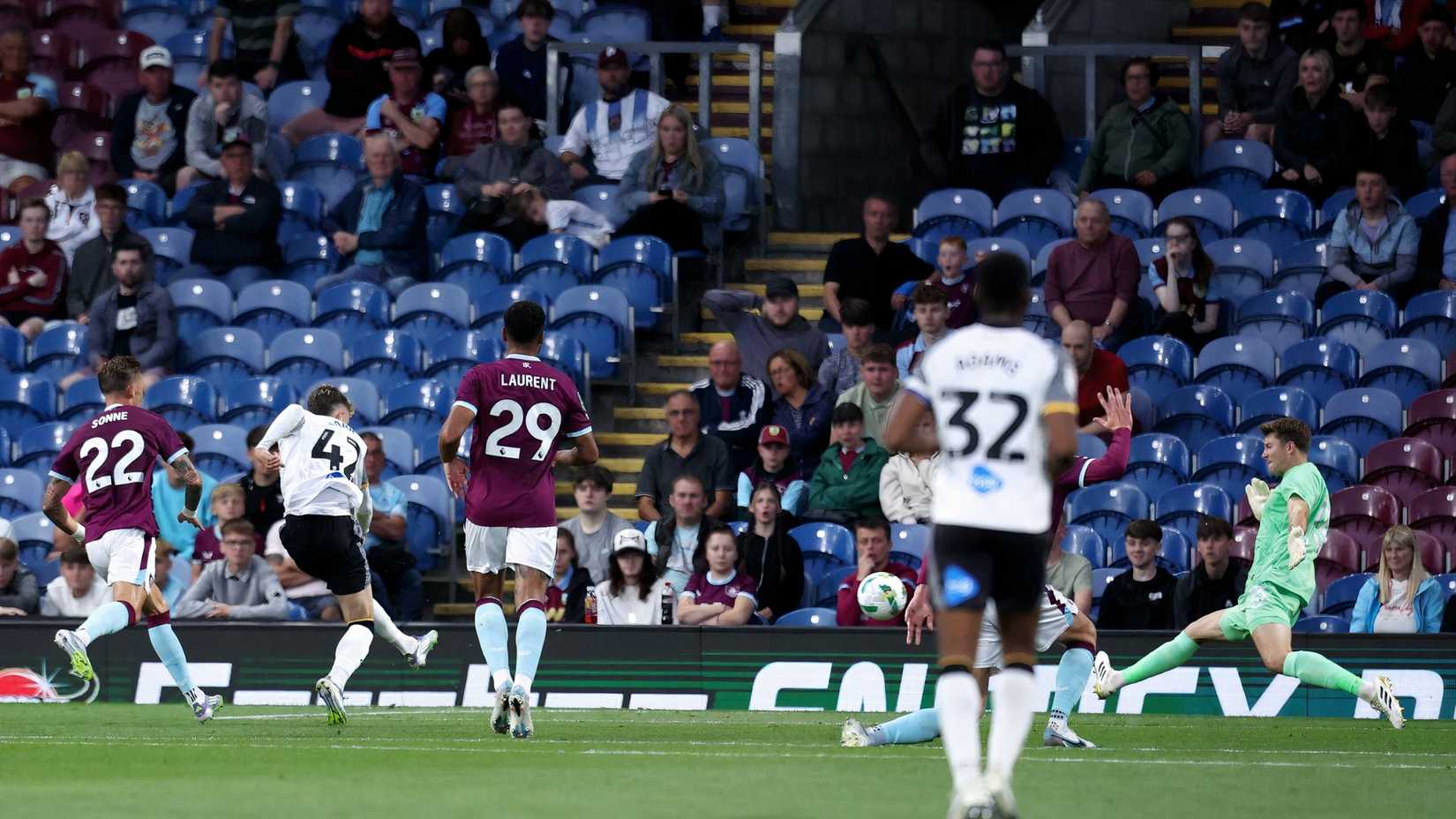 Bobby Clark scoring for Derby County against Burnley FC